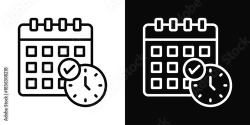 Scheduling Icon Set White Black Background Style