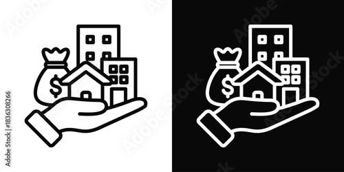 Assets Icon Set White Black Background Style