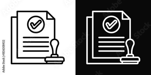 Approvals Icon Set White Black Background Style