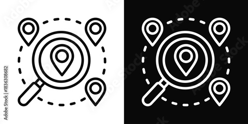 Tracking Icon Set White Black Background Style