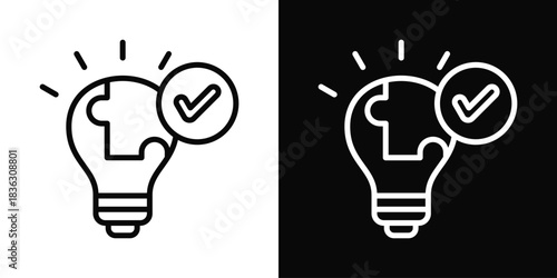 Solutions Icon Set White Black Background Style