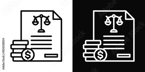Taxation Icon Set White Black Background Style