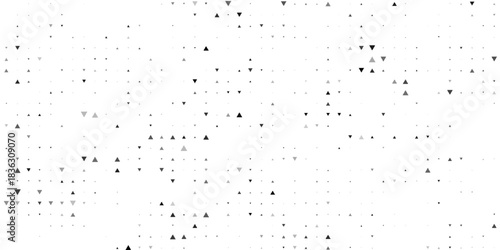 Square seamless background pattern from black triangle symbols are different sizes and opacity. The pattern is evenly filled. Vector illustration on white background
