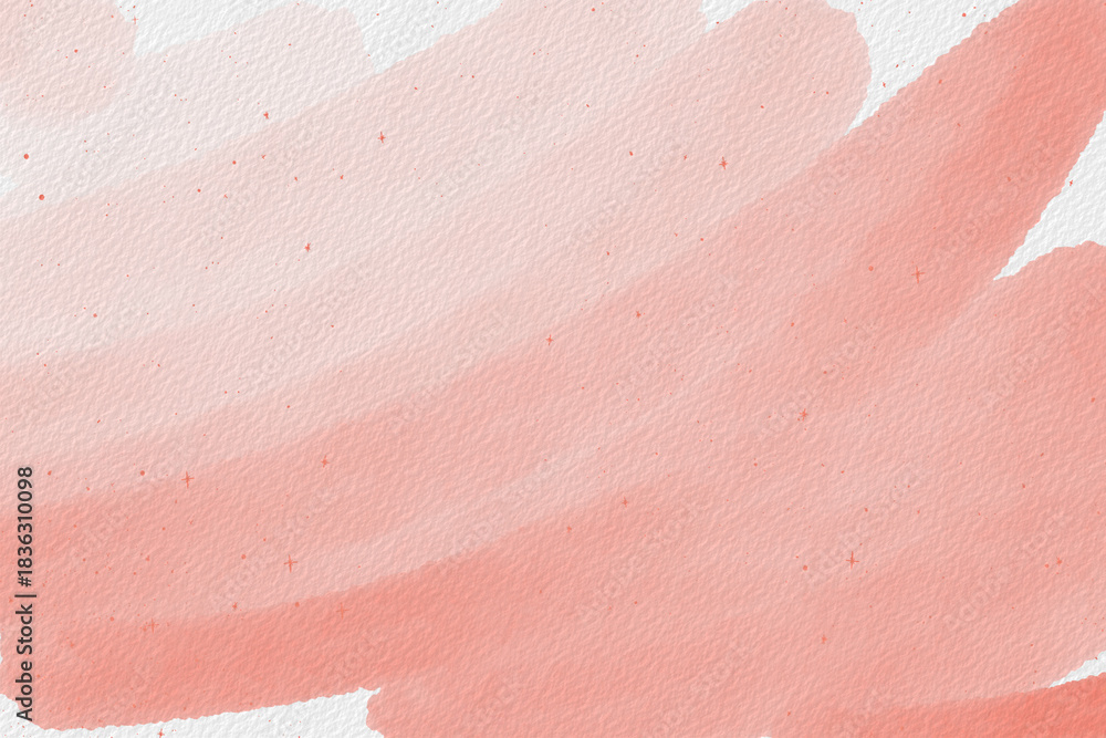 Fototapeta premium Soft coral watercolor strokes with subtle splatter on textured paper, gentle abstract background