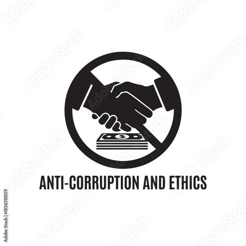 Anti Corruption and Ethics Icon Integrity Transparency Handshake Symbol Vector Illustration