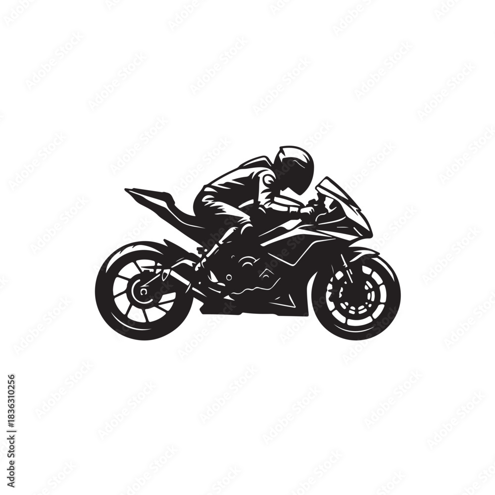 Obraz premium Sport Bike Rider Silhouette Racing Motorcycle Vector Illustration