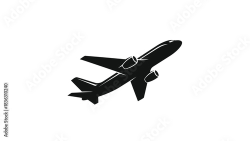 Black Silhouette of an Airplane in Flight aircraft