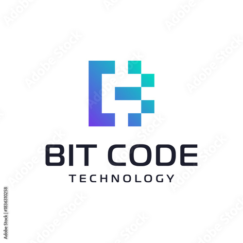 Modern CB company initials with a digital touch. For use in technology companies.