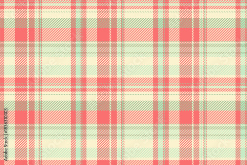 Blanket pattern check background, upscale fabric plaid textile. Quiet texture tartan seamless vector in light and red colors.