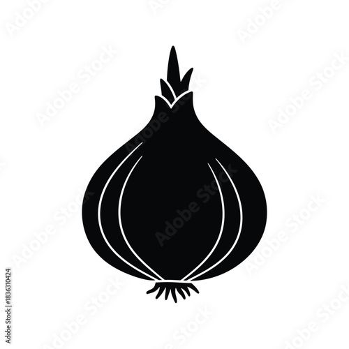 Black Silhouette of an Onion Vegetable food ingredient