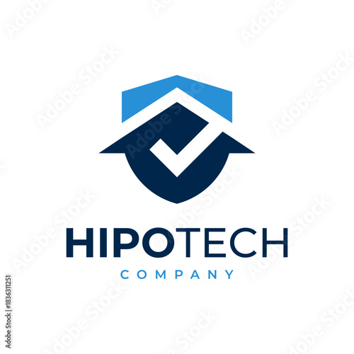 Vector based logo of a house inside a shield.