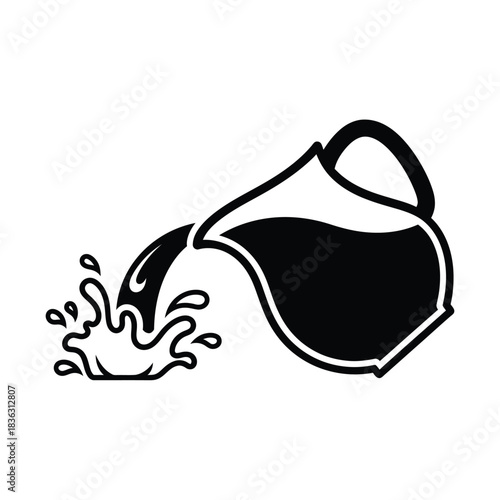 Pitcher Pouring Liquid with Splash Icon liquid, pouring, pitcher, jug, water, drink