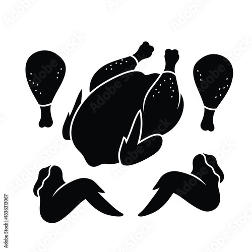 Roasted Chicken And Parts Silhouette whole bird