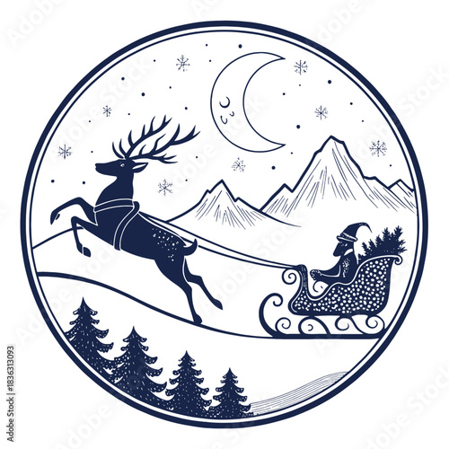 santa claus on sledge