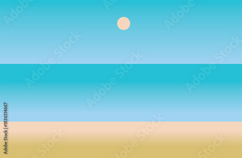 Vector illustration of a tranquil sea, vintage style background image.
