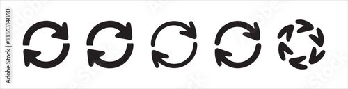 Set of refresh reload rotation arrows. update cycle symbol, loop sign, repeat icons. refresh arrows collection