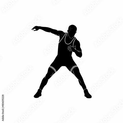 silhouette vector of wrestler on white background
