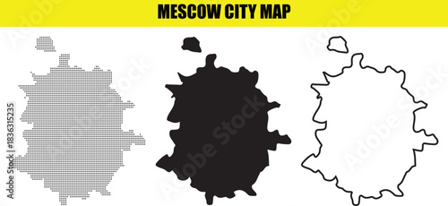 Moscow city map in three different styles