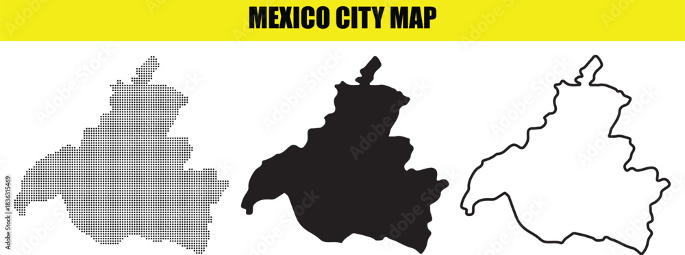 Fototapeta premium Mexico city map in three different styles
