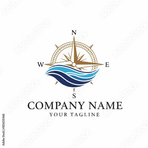 Compass Rose Logo Design for Travel and Navigation Company.