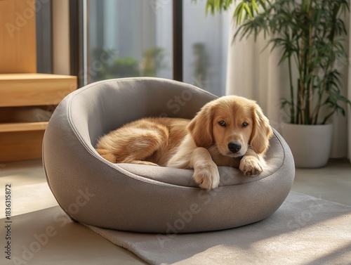 Golden Retriever in Cozy Sunlit Interior