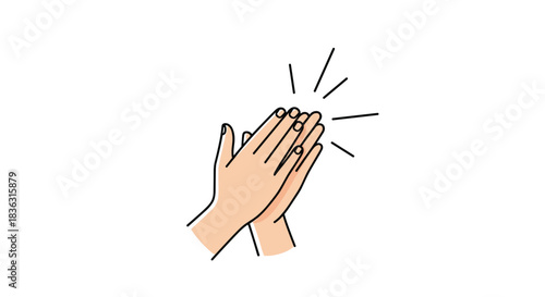 A simple cartoon illustration depicting two hands clapping together, signifying applause, celebration, or agreement.
