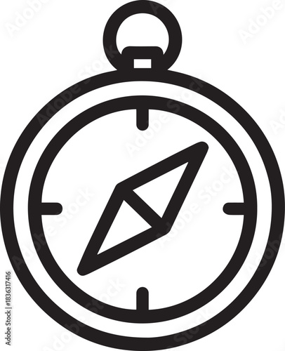 An elegant compass guiding towards the north direction, embodying adventure and exploration, with a striking and simple design.