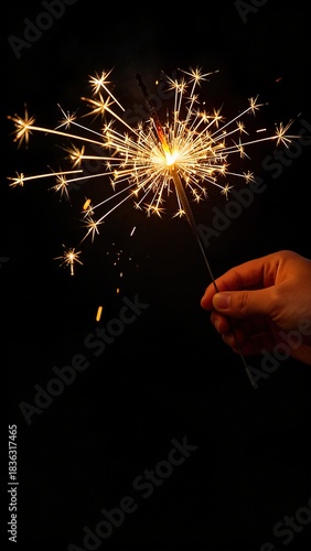 Vibrant fireworks exploding in the night sky, illuminating a celebration. Conveys joy, excitement, and warm nostalgia. Ideal for New Year backgrounds, festive promotions, and happy event visuals.