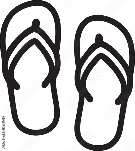 A pair of simple, minimalist flip-flops captured with a clean, vector-style design.