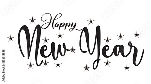 Happy New Year typography text illustration isolated element