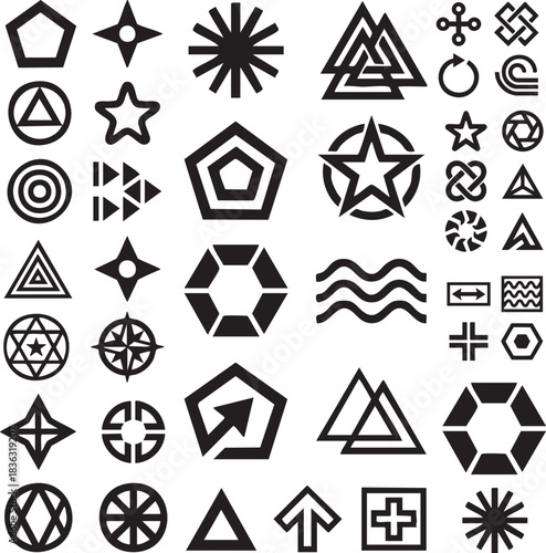 Minimalist Black and White Symbols Set