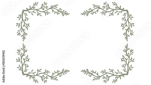 frame made of intertwined green leaves and branches