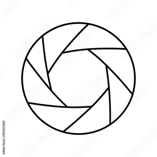 Camera lens aperture graphic illustration in a minimalist style for designs