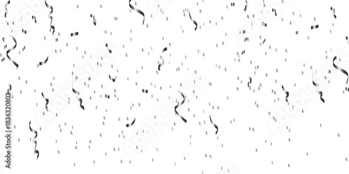 3d render of Spiral silver confetti flying for celebrate isolated on transparent background.  silver confetti on transparent backdrop. Realistic falling tinsel. Luxury anniversary template.