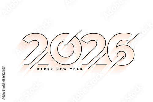 creative 2026 new year invitation card in line style