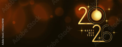 2026 new year bauble wallpaper with bokeh effect
