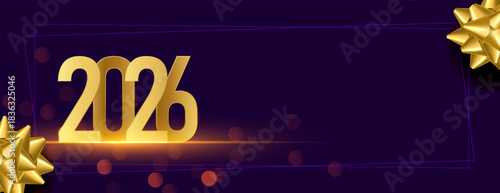 golden 2026 lettering new year banner with text space