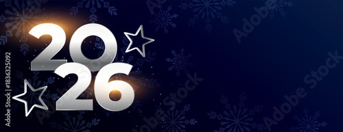 silver 2026 text lettering banner for new year eve