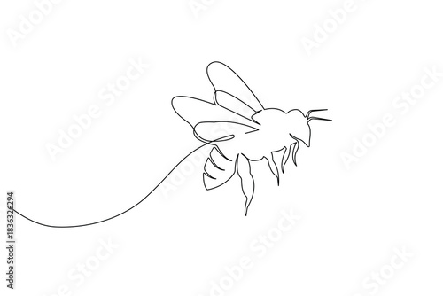 Continuous line art bee drawing minimal