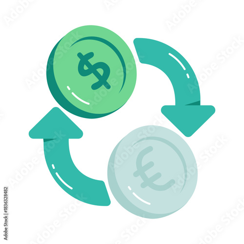 Dollar to euro, concept of currency exchange