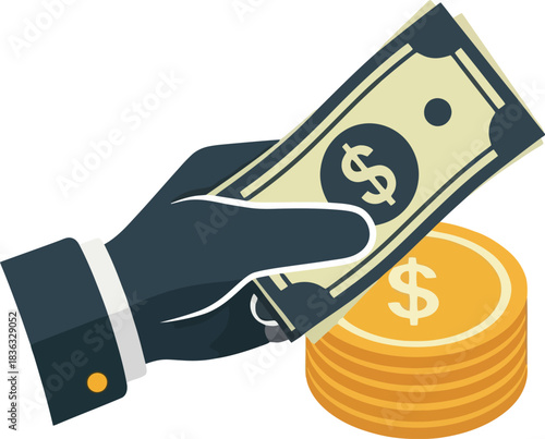 hand holding money icon flat art style