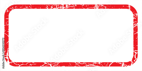 Red grunge rectangular frame featuring rounded corners and rough edges, creating an isolated white content area that evokes a vintage, distressed aesthetic perfect for design projects
