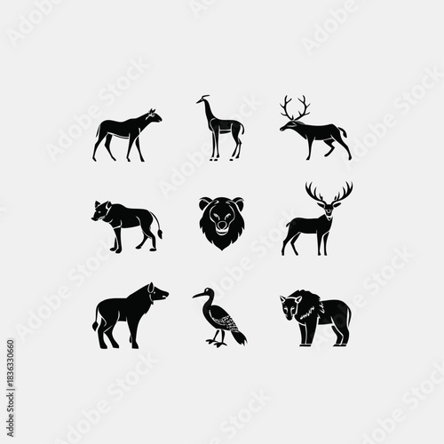 Minimalist Wild Animal Icons Pack