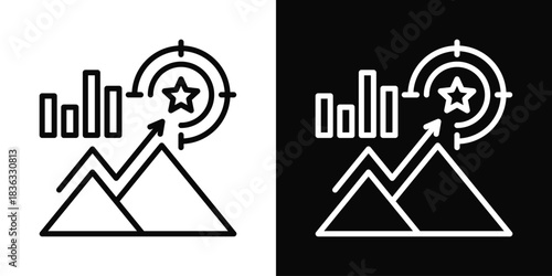 Goal Setting Icon White And Black Background Style