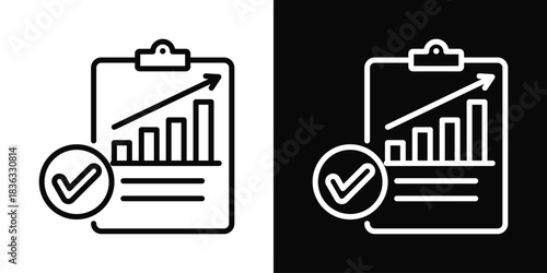 Task Completion Icon White And Black Background Style