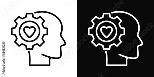 Stress Management Icon White And Black Background Style