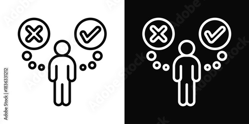 Decision Making Icon White And Black Background Style