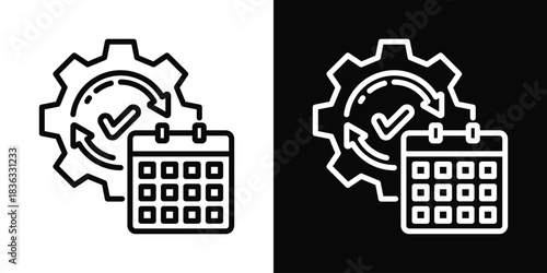 Habits Tracker Icon White And Black Background Style