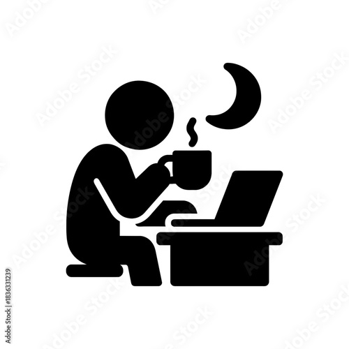 Late Night Work Burnout Icon