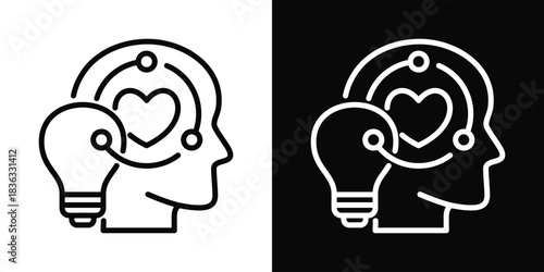 Emotional Intelligence Icon White And Black Background Style